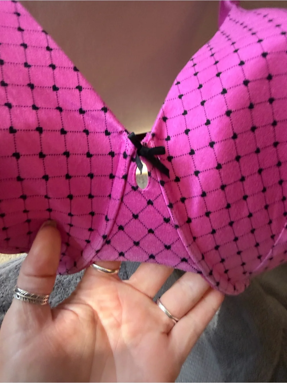 Cacique Hot Pink Polka Grid Bra
